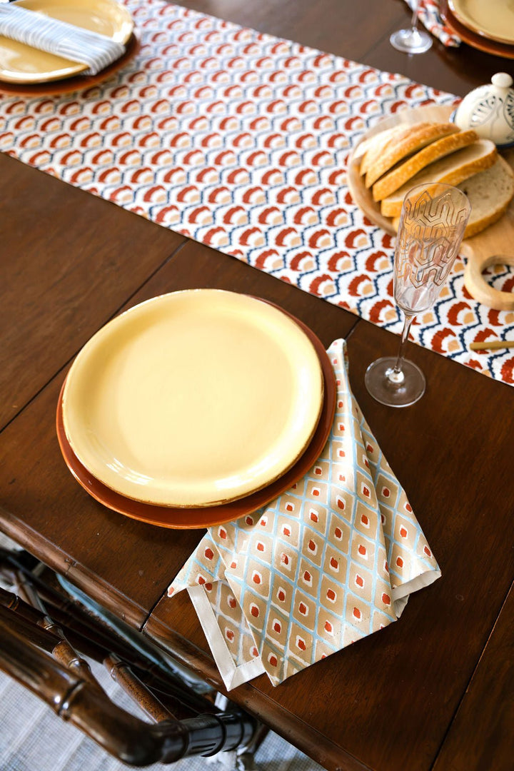 Organic Ivory Napkins (set of 4) - Ikat, Chai - The Mended Company