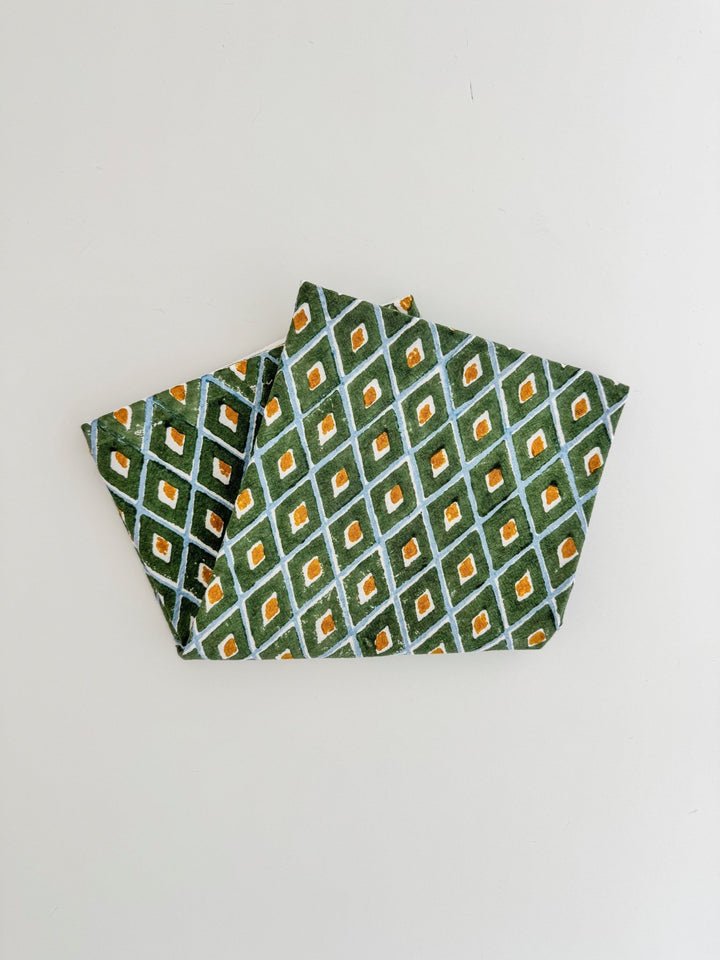 Organic Ivory Napkins (set of 4) - Ikat, Sage - The Mended Company