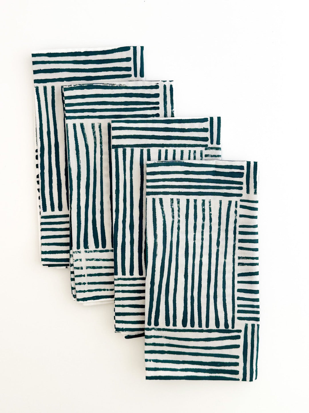 Organic Ivory Napkins (set of 4) - Stripe, Midnight - The Mended Company