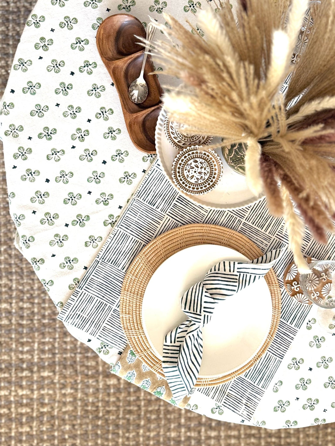 Organic Ivory Napkins (set of 4) - Striped, Midnight - The Mended Company