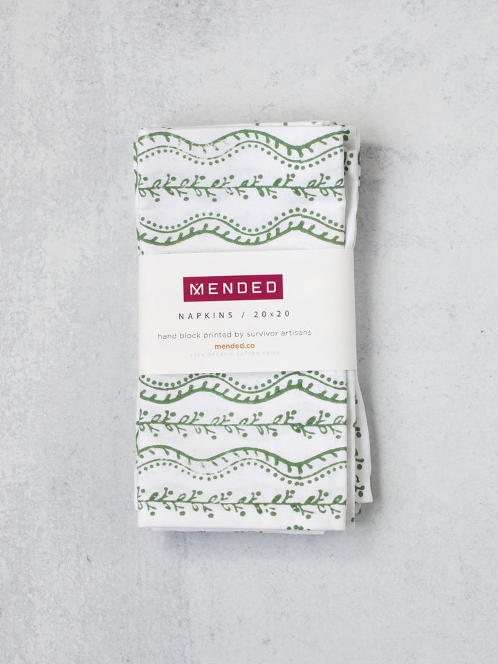 Organic Napkins (set of 4) - Abigail, Sage - The Mended Company