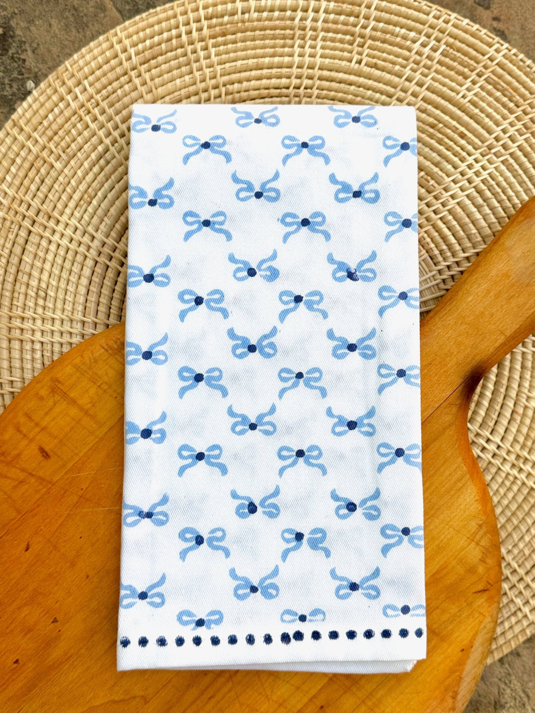Organic Napkins (set of 4) - Bows - Uniform Blue &amp; Navy - The Mended Company