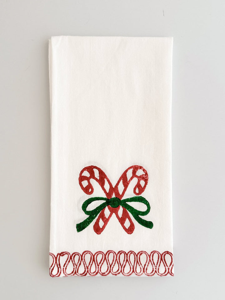 Organic Napkins (set of 4) - Candy Cane, Evergreen &amp; Red - The Mended Company