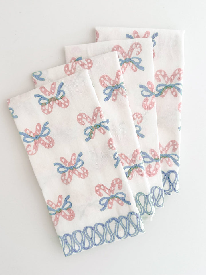 Organic Napkins (set of 4) - Candy Cane (small), Rose - The Mended Company