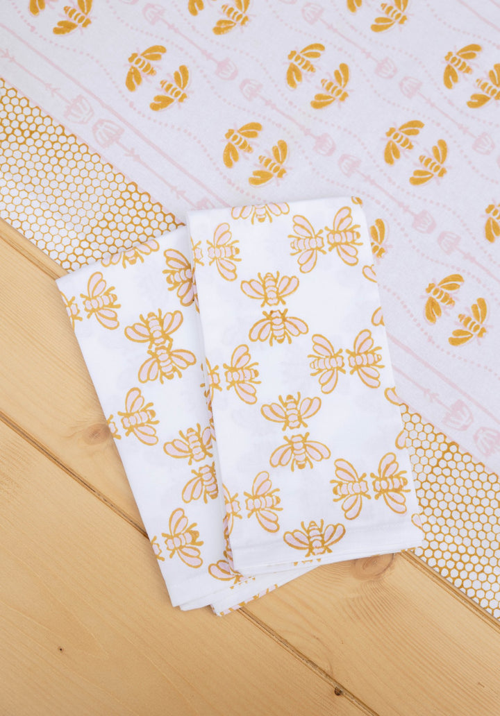 Organic Napkins (set of 4) - Honeybee - Rose &amp; Mustard - The Mended Company