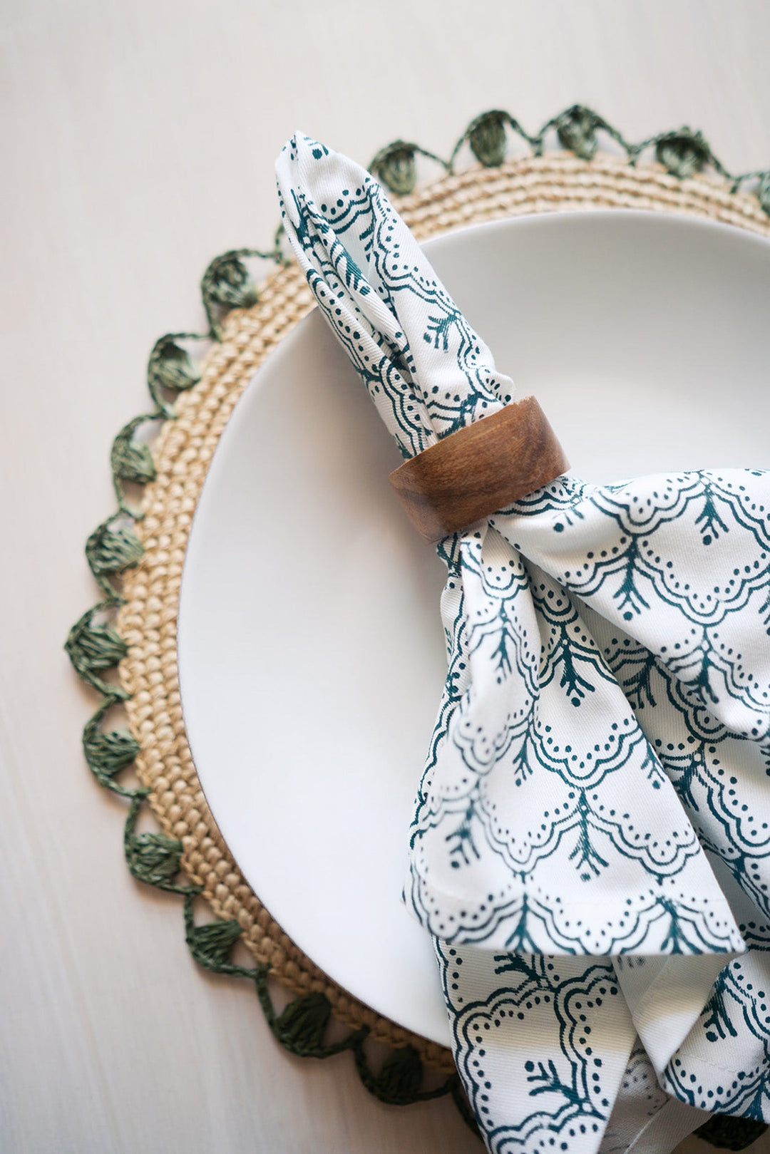Organic Napkins (set of 4) - Jaipur, Midnight - The Mended Company