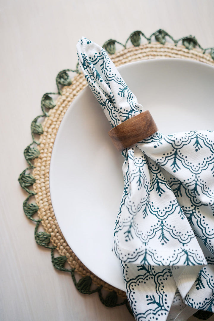 Organic Napkins (set of 4) - Jaipur, Midnight - The Mended Company