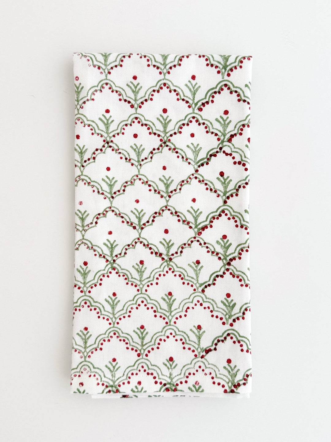 Organic Napkins (set of 4) - Jaipur, Sage &amp; Red - The Mended Company