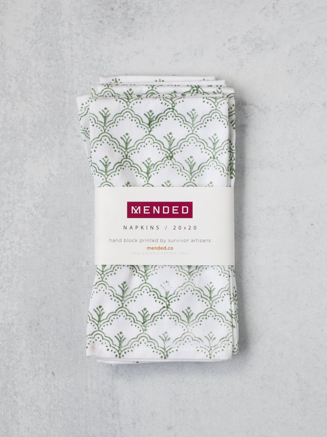 Organic Napkins (set of 4) - Jaipur, Sage - The Mended Company
