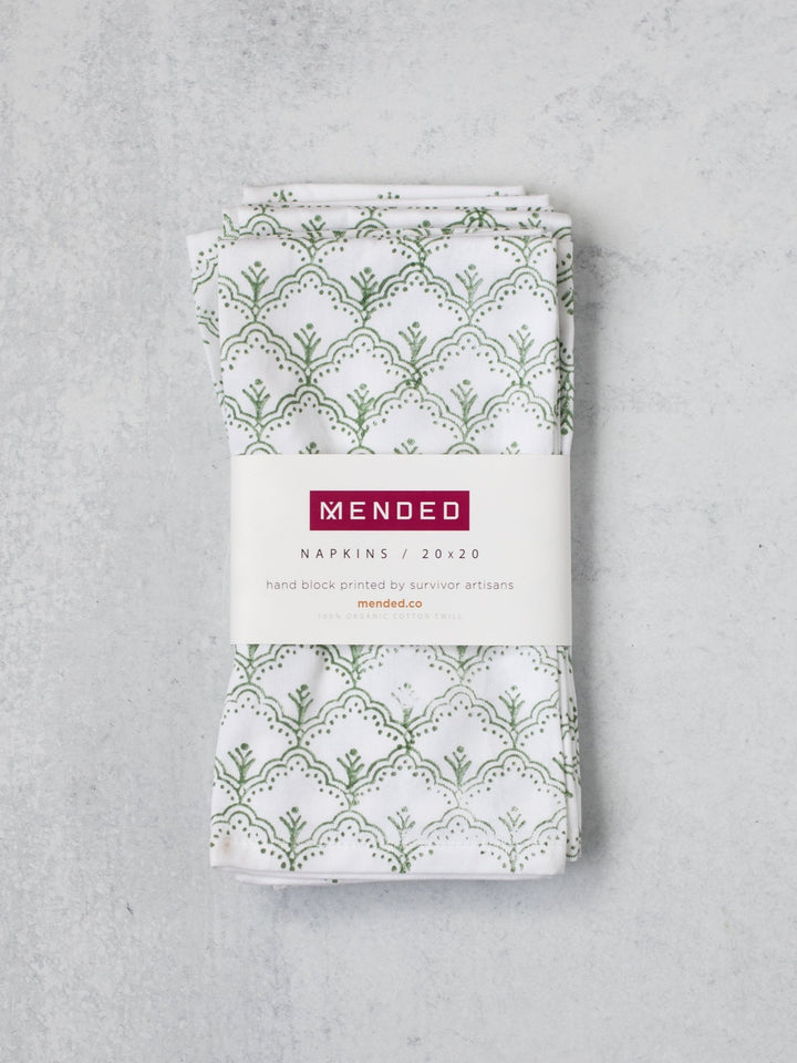 Organic Napkins (set of 4) - Jaipur, Sage - The Mended Company