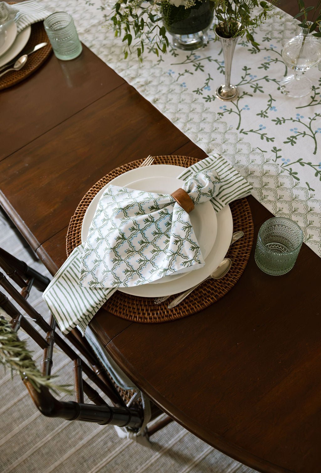 Organic Napkins (set of 4) - Jaipur, Sage - The Mended Company