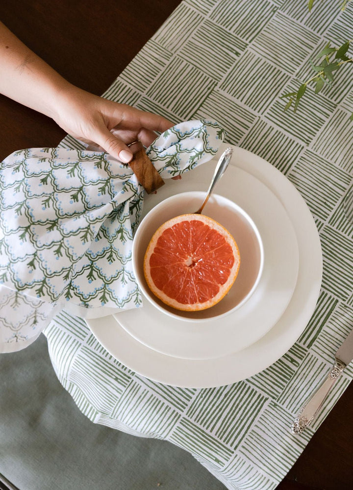 Organic Napkins (set of 4) - Jaipur, Uniform Blue &amp; Sage - The Mended Company