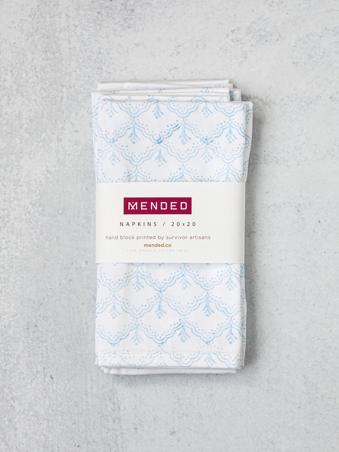 Organic Napkins (set of 4) - Jaipur, Uniform Blue - The Mended Company