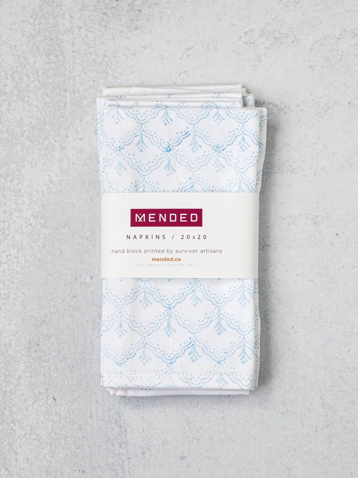 Organic Napkins (set of 4) - Jaipur, Uniform Blue - The Mended Company