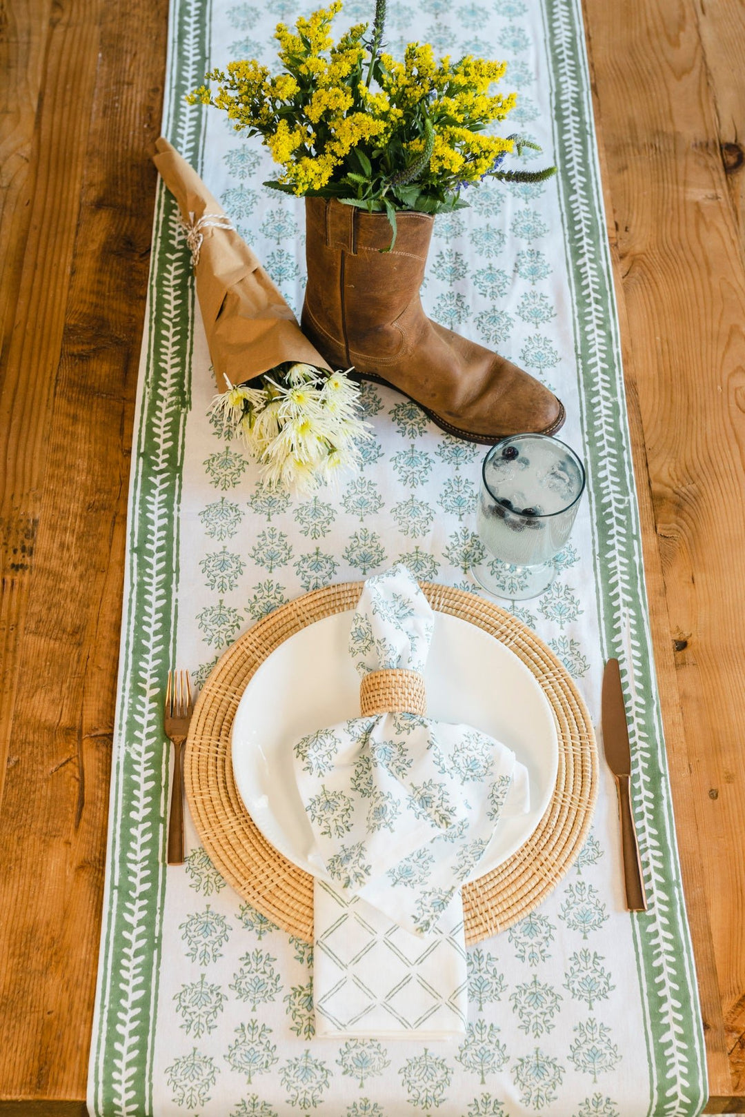 Organic Napkins (set of 4) - Lotus, Sage &amp; Uniform Blue - The Mended Company
