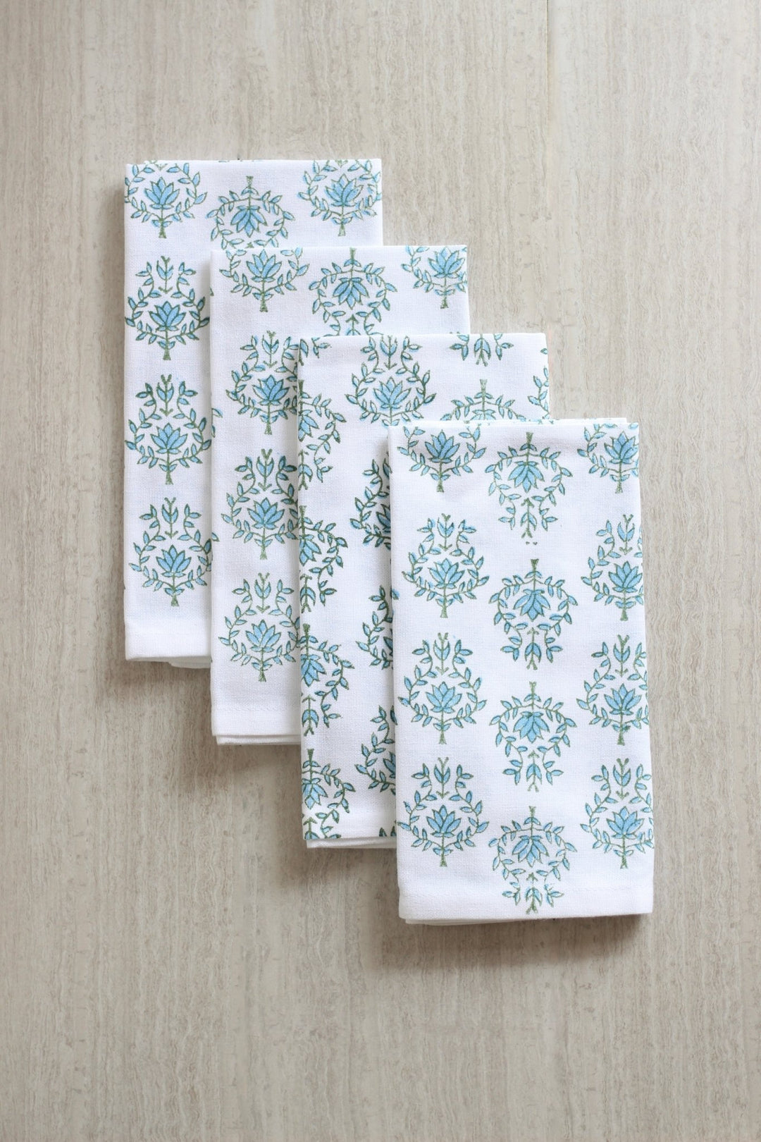 Organic Napkins (set of 4) - Lotus, Sage &amp; Uniform Blue - The Mended Company