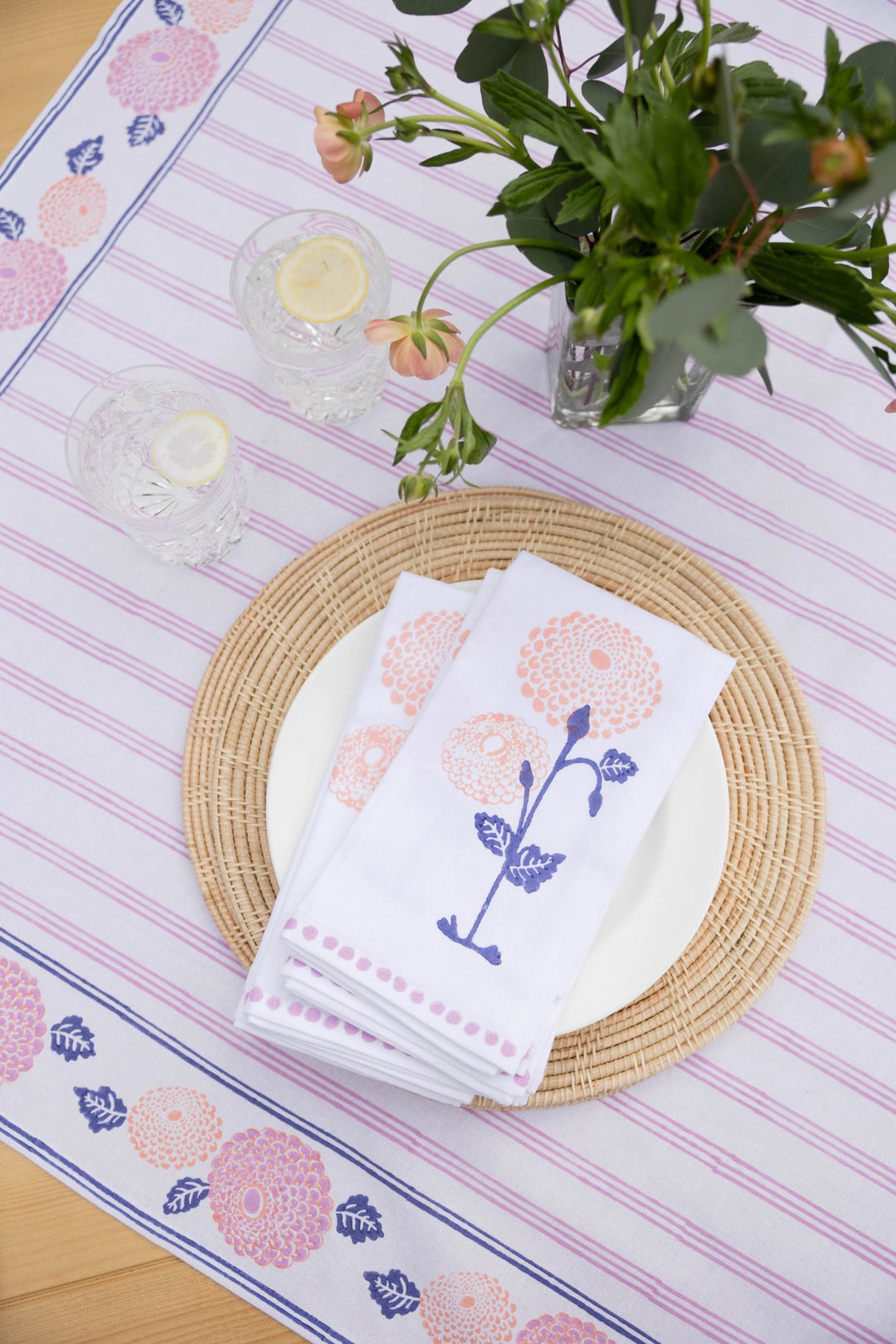 Organic Napkins (set of 4) - Marigold Flower - Lilac - The Mended Company