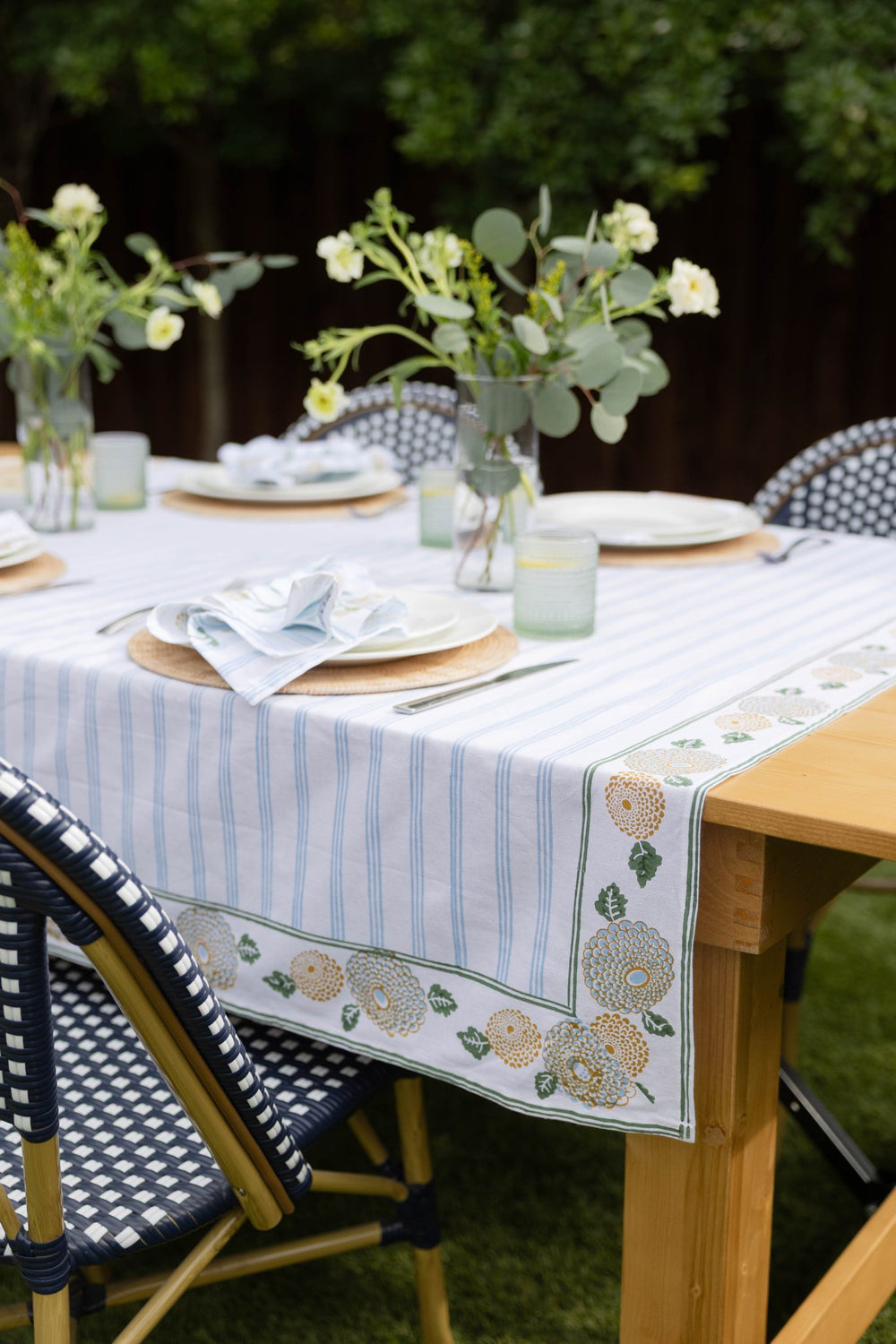 Organic Napkins (set of 4) - Marigold Flower - Uniform Blue - The Mended Company