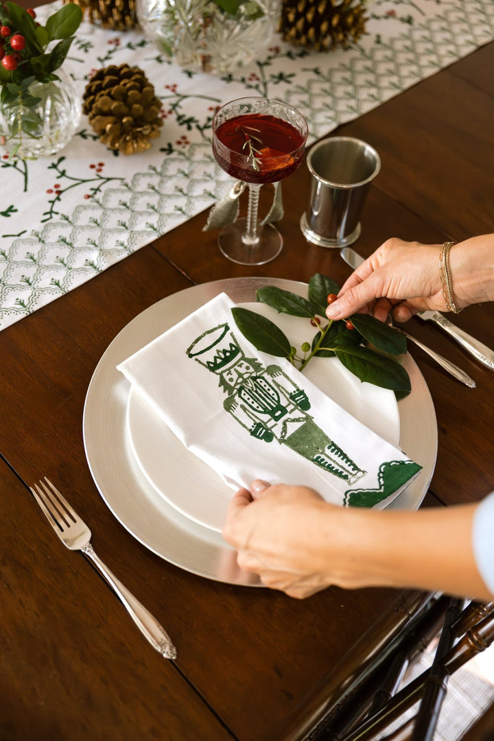 Organic Napkins (set of 4) - Nutcracker, Evergreen - The Mended Company