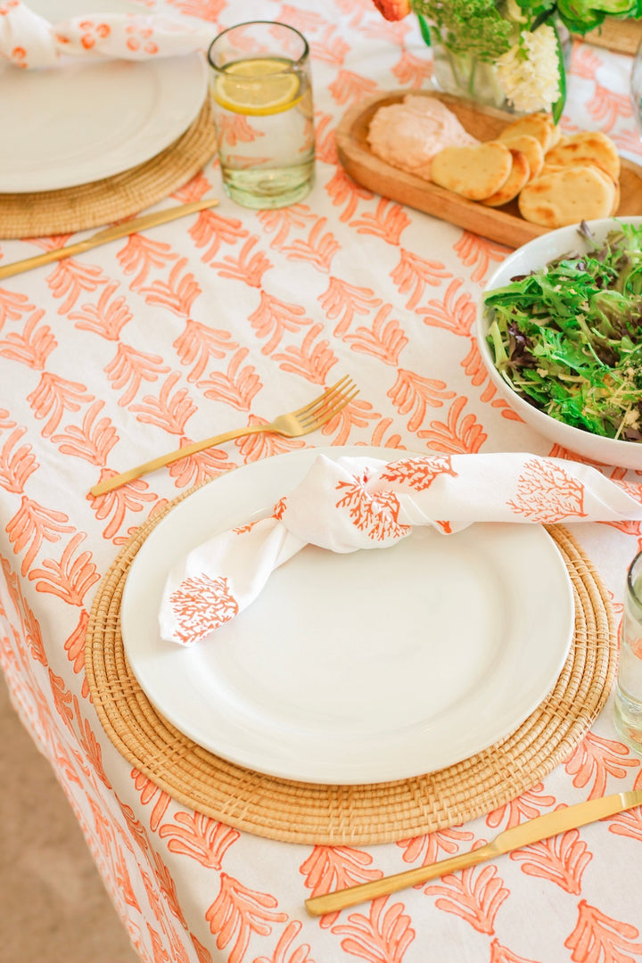 Organic Napkins (set of 4) - Palmetto, Orange &amp; Melon - The Mended Company
