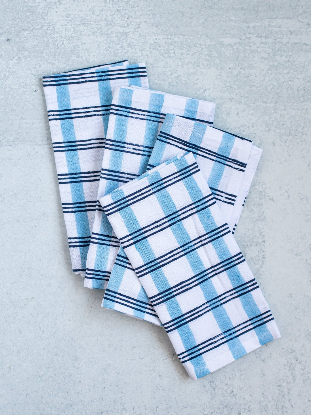 Organic Napkins (set of 4) - Plaid, Navy & Uniform Blue - The Mended Company