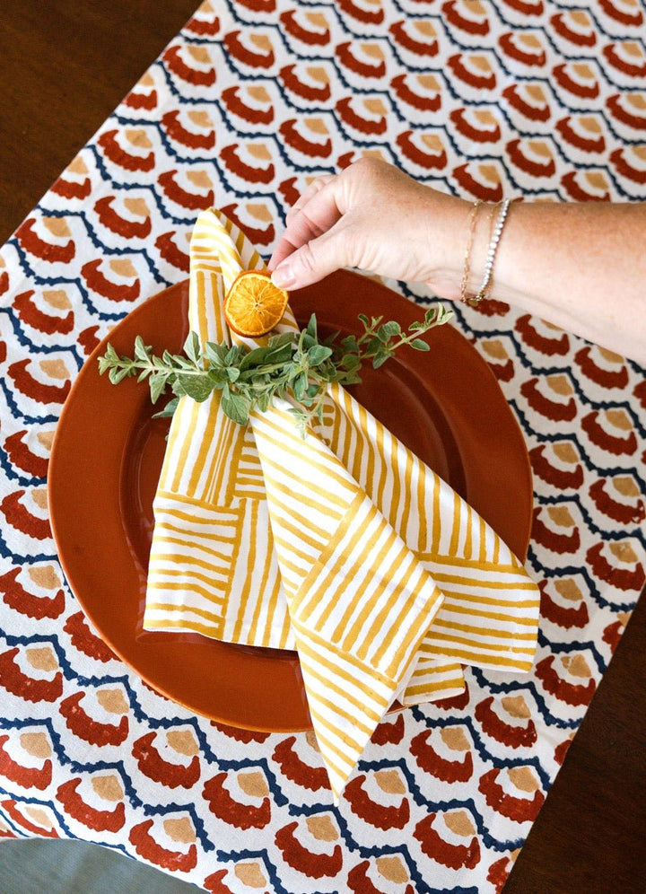 Organic Napkins (set of 4) - Stripe, Mustard - The Mended Company