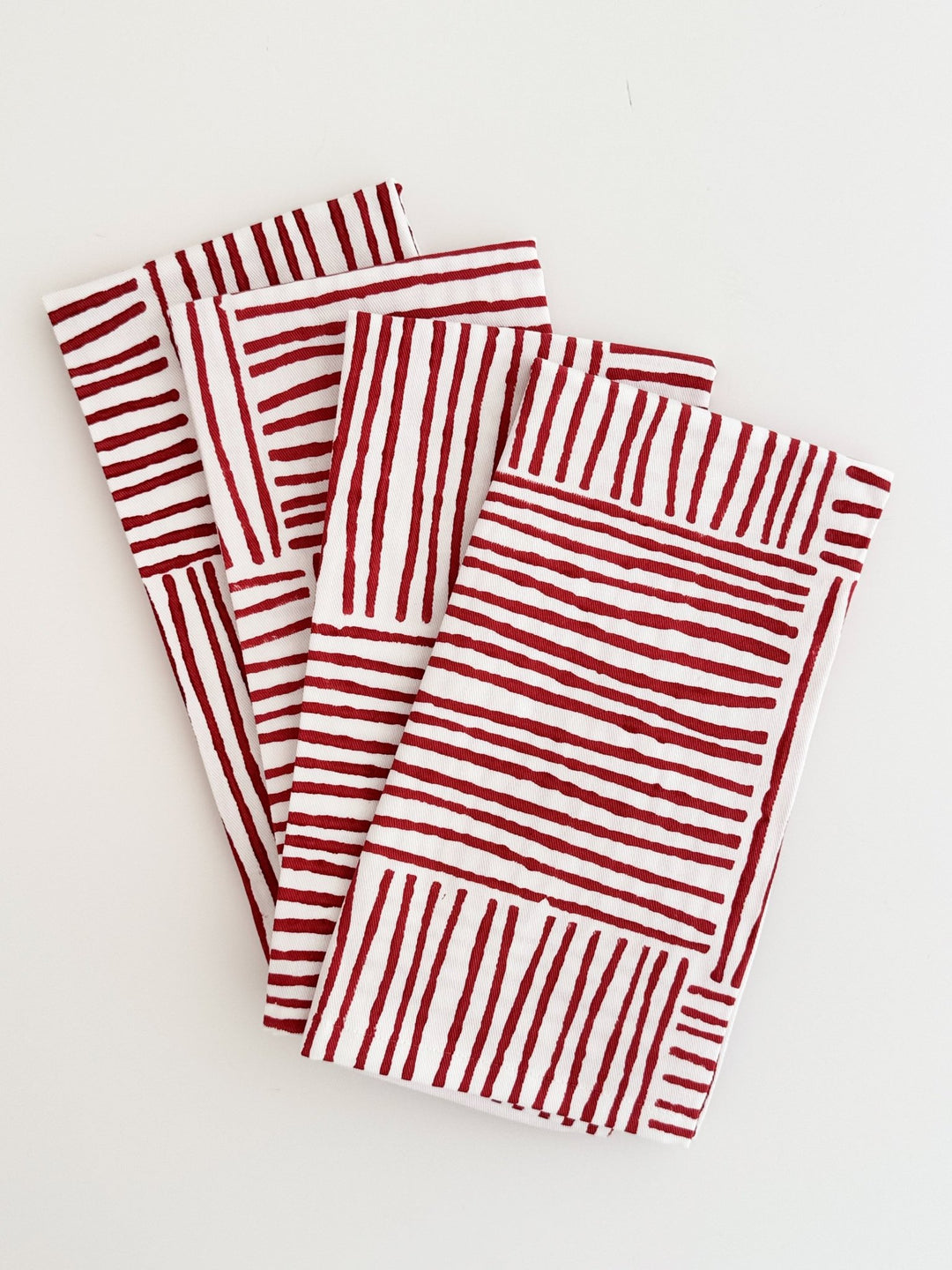 Organic Napkins (set of 4) - Stripe, Red - The Mended Company