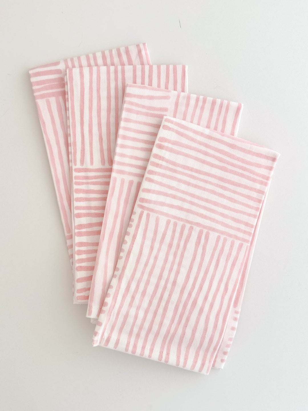 Organic Napkins (set of 4) - Stripe, Rose - The Mended Company