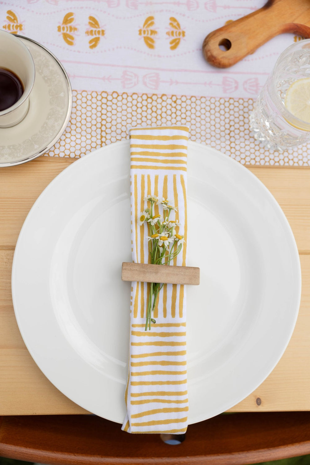 Organic Napkins (set of 4) - Striped, Mustard - The Mended Company