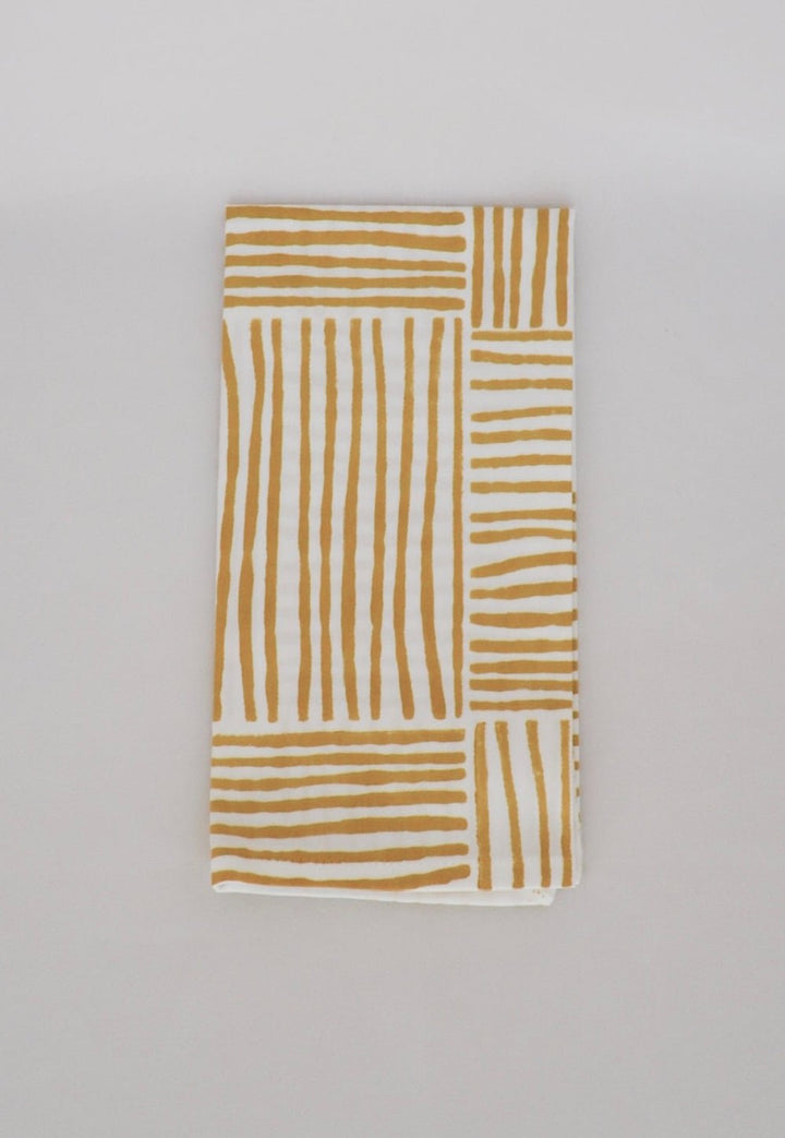 Organic Napkins (set of 4) - Striped, Mustard - The Mended Company