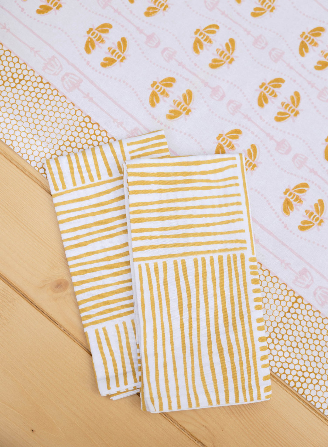 Organic Napkins (set of 4) - Striped, Mustard - The Mended Company