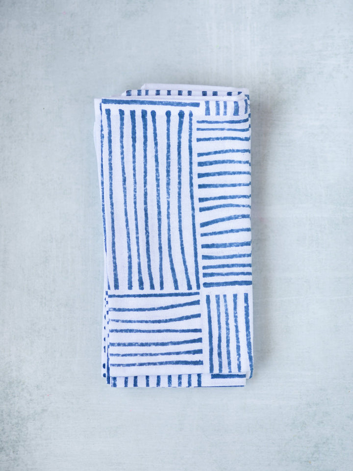 Organic Napkins (set of 4) - Striped, Navy - The Mended Company