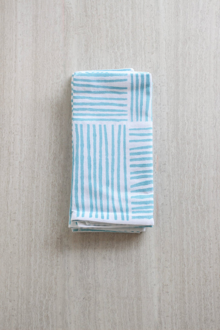Organic Napkins (set of 4) - Striped, Saltwater - The Mended Company