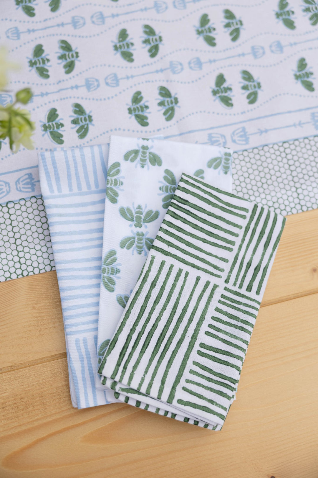 Organic Napkins (set of 4) - Striped, Uniform Blue - The Mended Company
