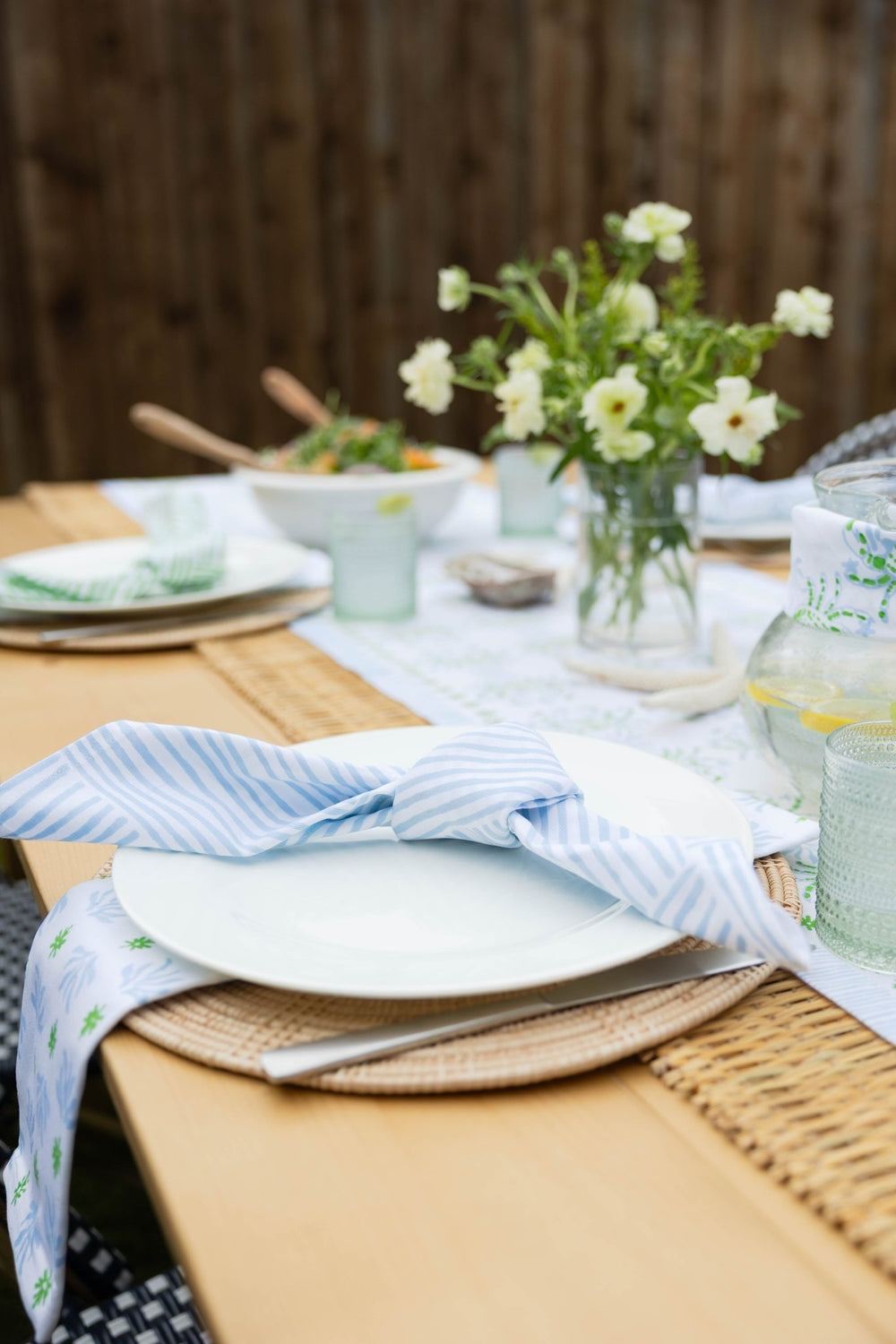 Organic Napkins (set of 4) - Striped, Uniform Blue - The Mended Company
