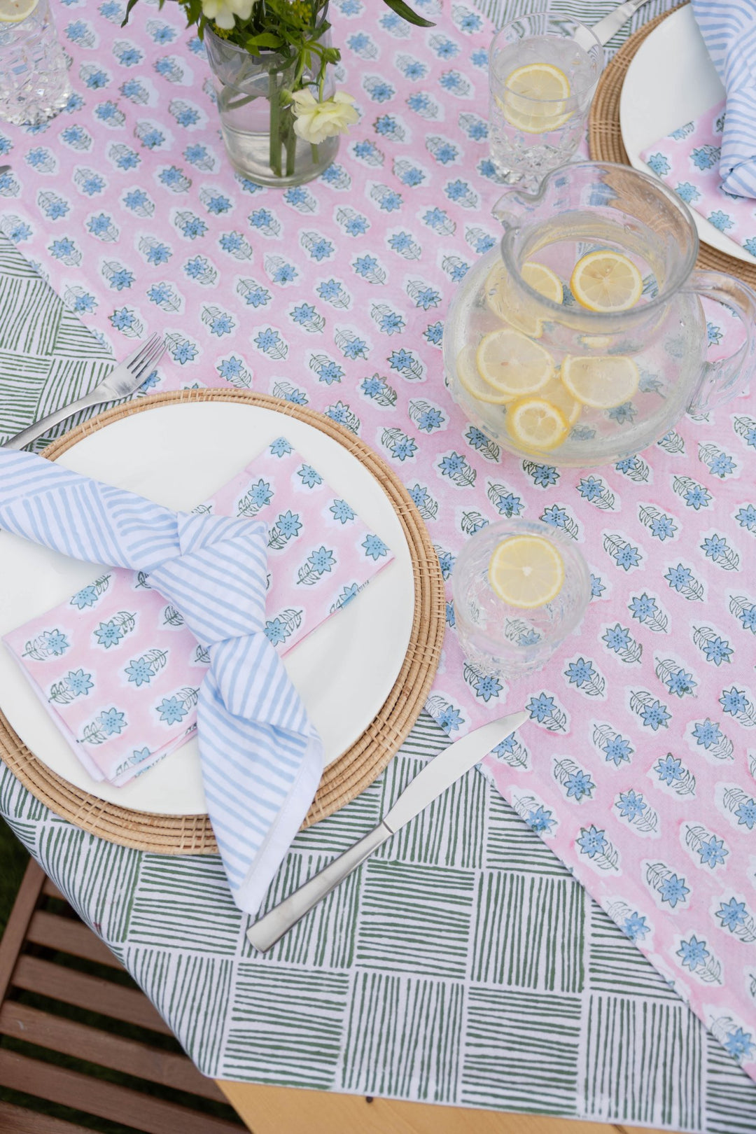 Organic Napkins (set of 4) - Striped, Uniform Blue - The Mended Company