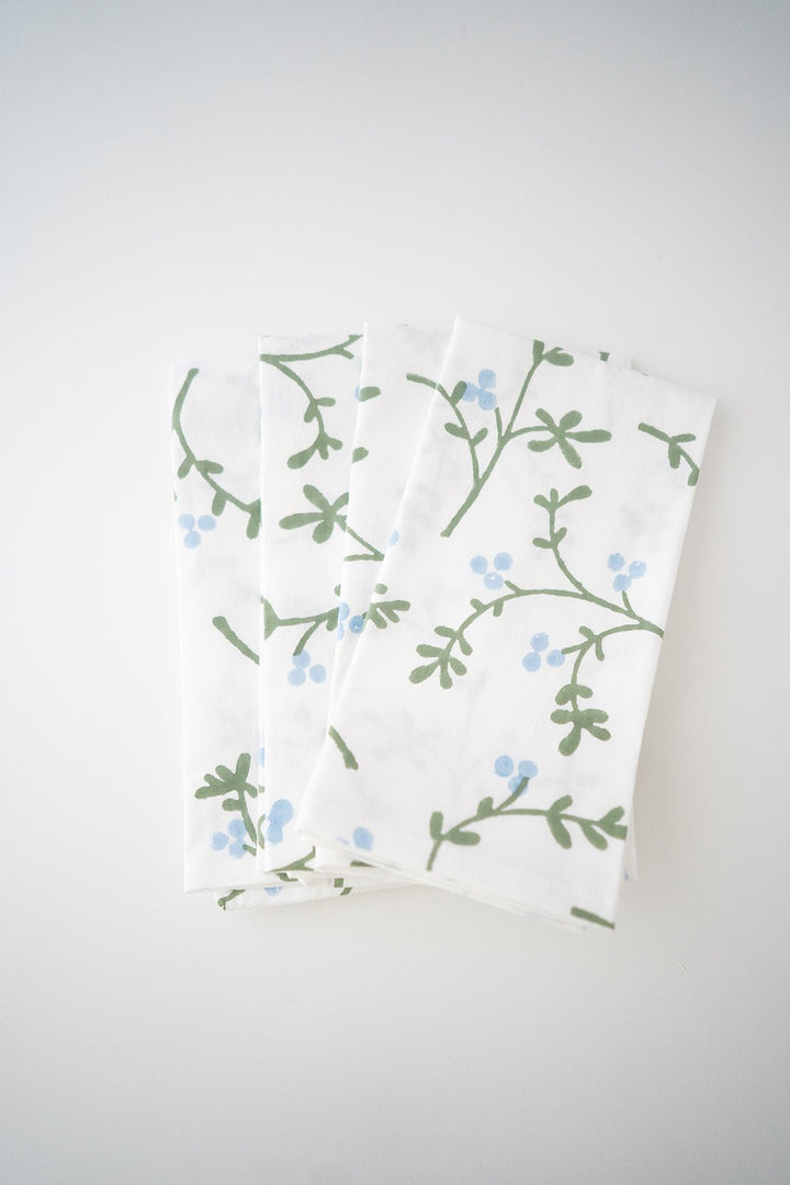 Organic Napkins (set of 4) - Winterberry, Uniform Blue &amp; Sage - The Mended Company