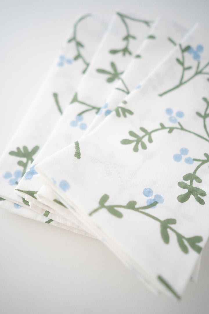 Organic Napkins (set of 4) - Winterberry, Uniform Blue &amp; Sage - The Mended Company