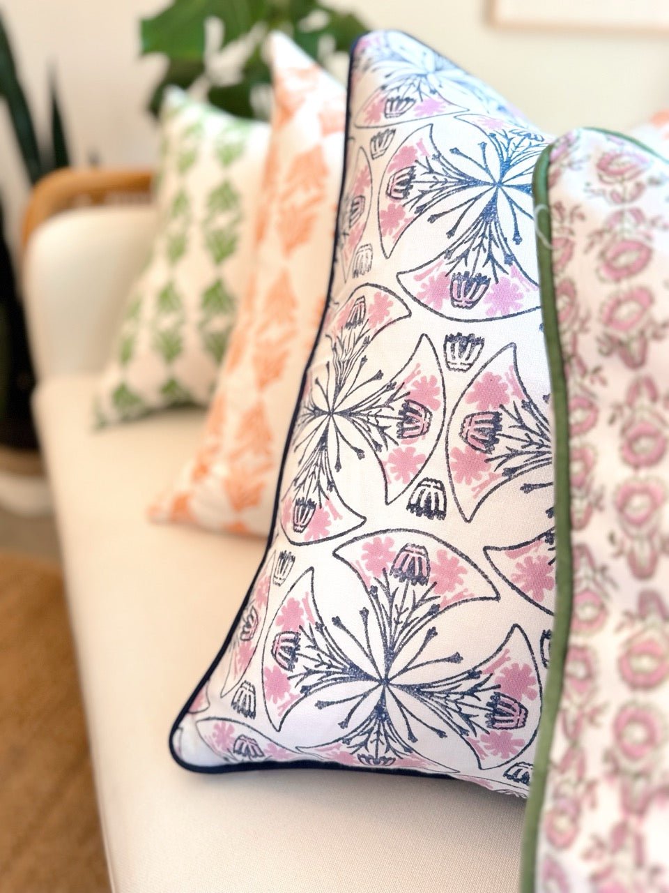 Pillow Sham - Mosaic, Navy & Lilac - The Mended Company