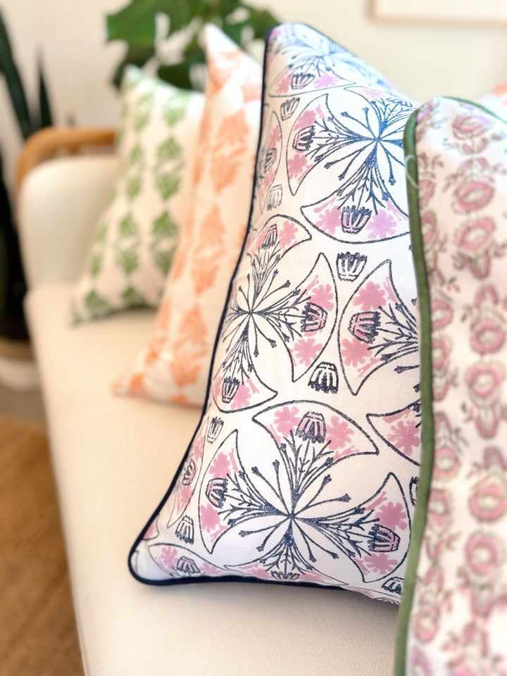 Pillow Sham - Mosaic, Navy & Lilac - The Mended Company