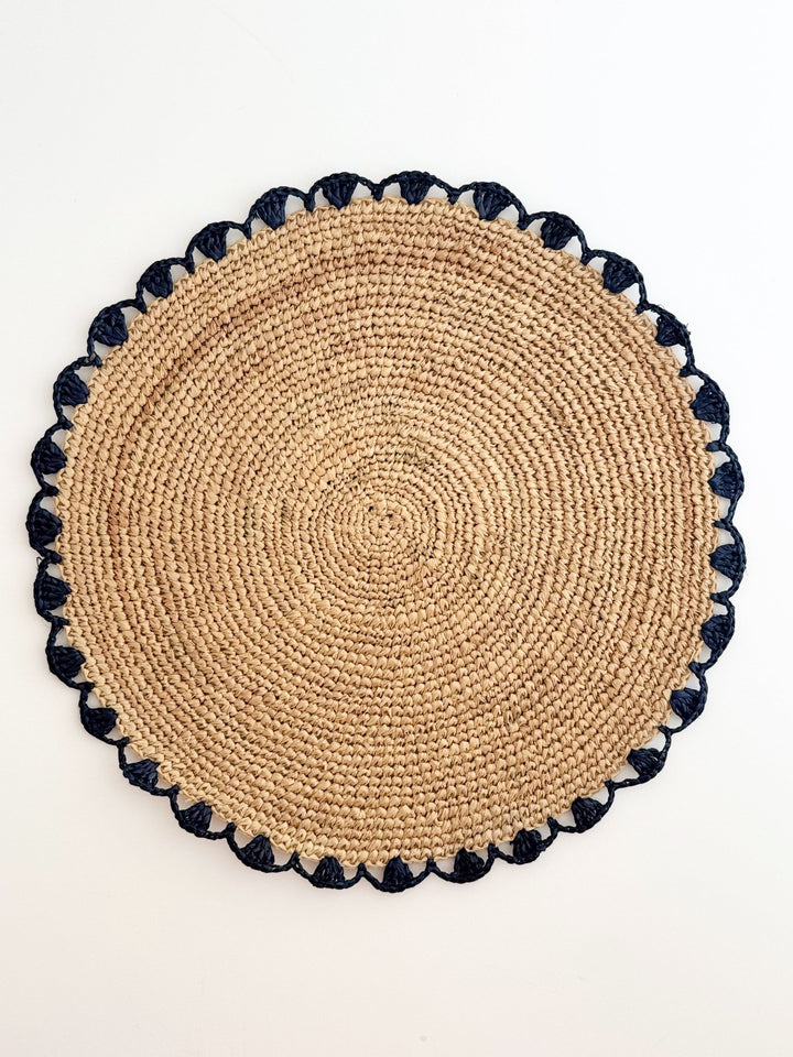 Placemats: Navy &amp; Natural Rattan - The Mended Company
