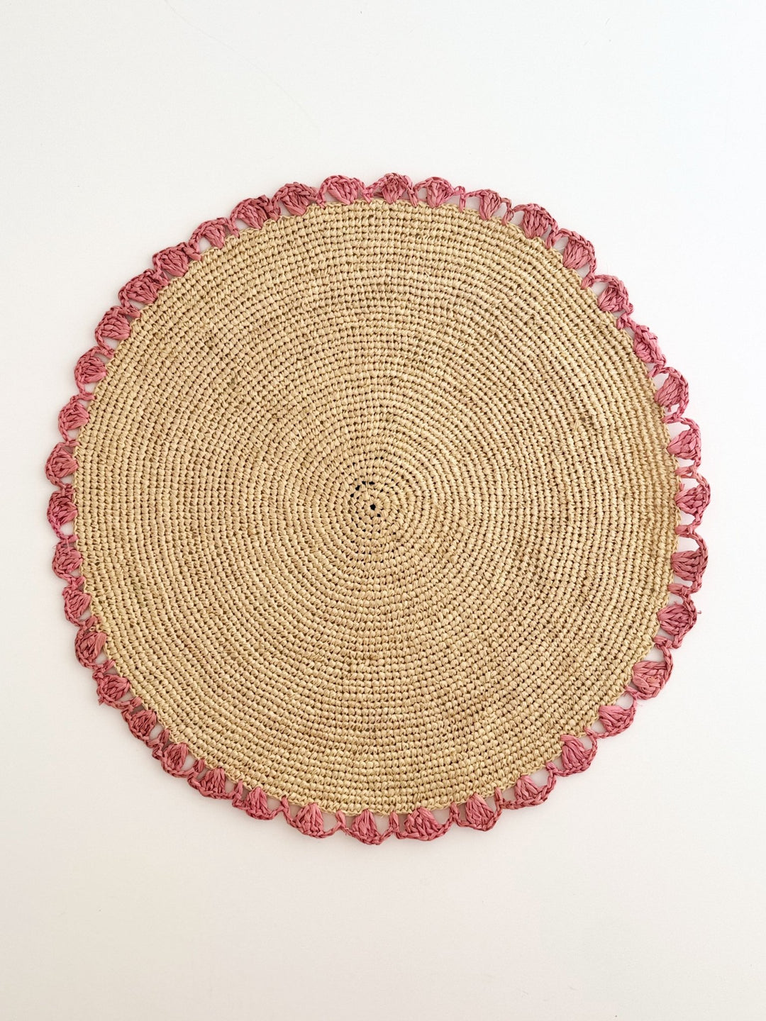 Placemats: Pink & Natural Rattan - The Mended Company