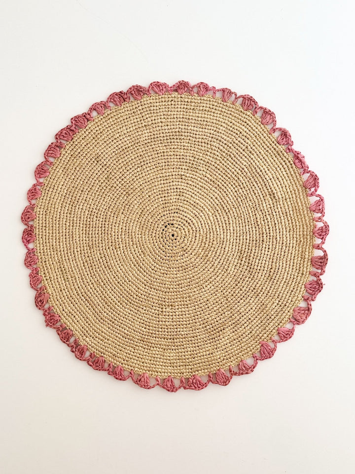 Placemats: Pink &amp; Natural Rattan - The Mended Company