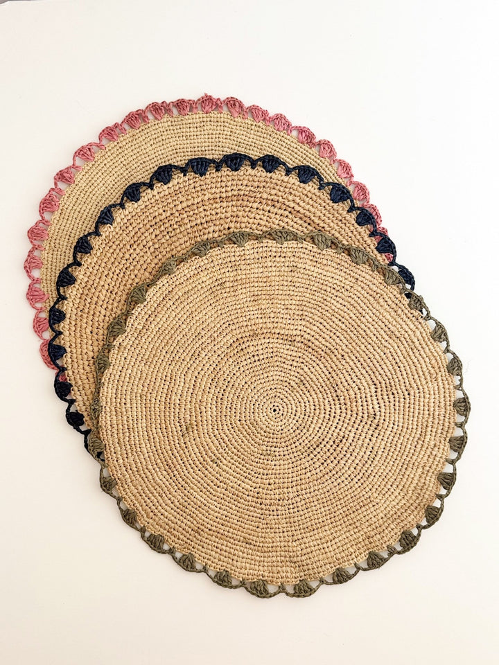 Placemats: Pink &amp; Natural Rattan - The Mended Company