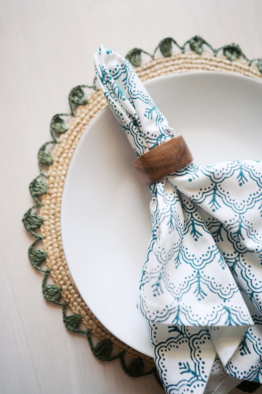 Placemats: Sage & Natural Rattan - The Mended Company