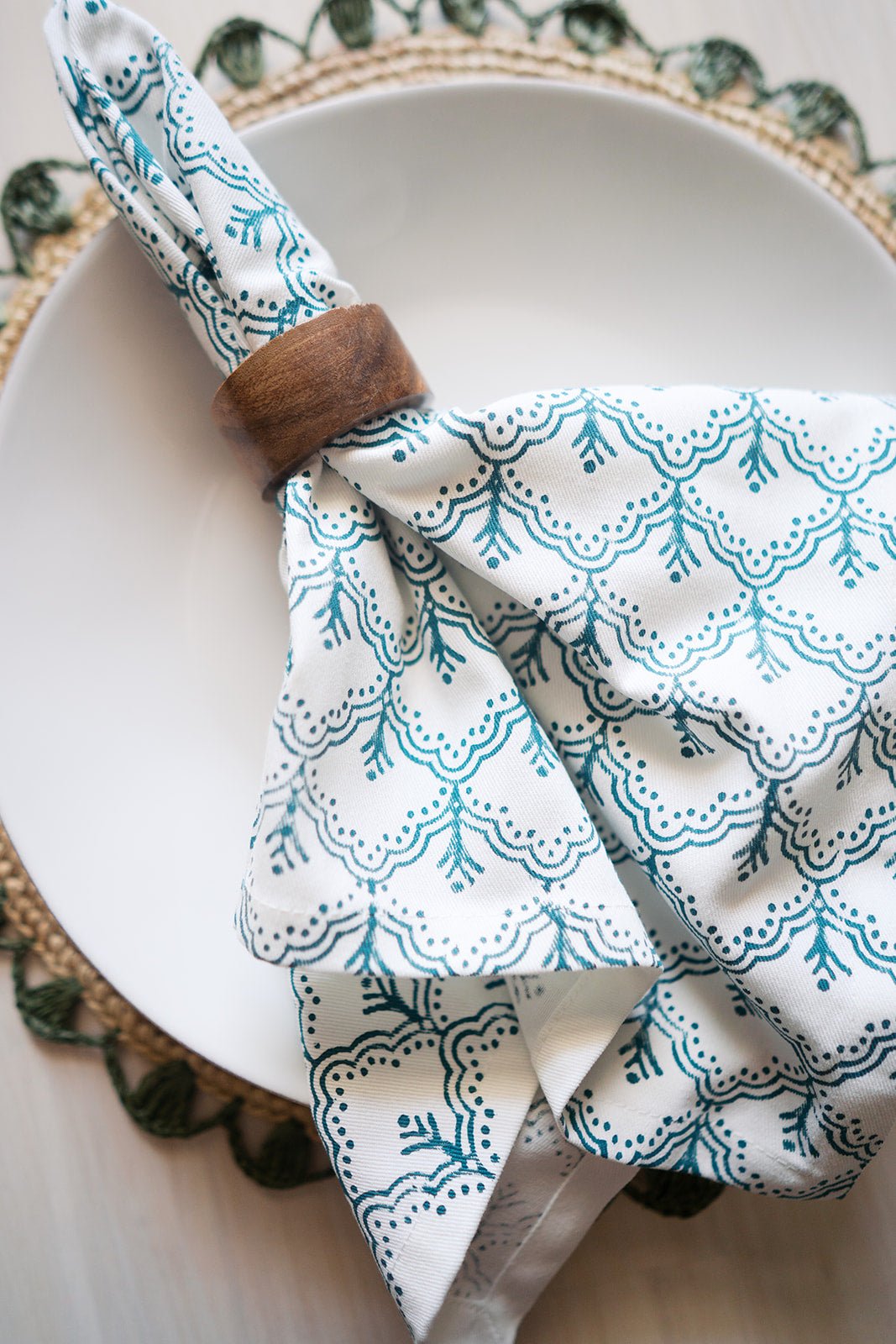 Placemats: Sage &amp; Natural Rattan - The Mended Company