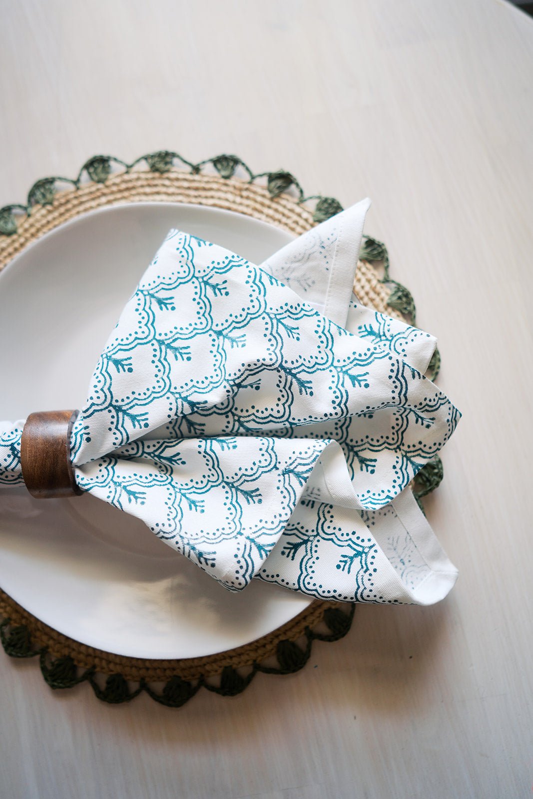 Placemats: Sage &amp; Natural Rattan - The Mended Company