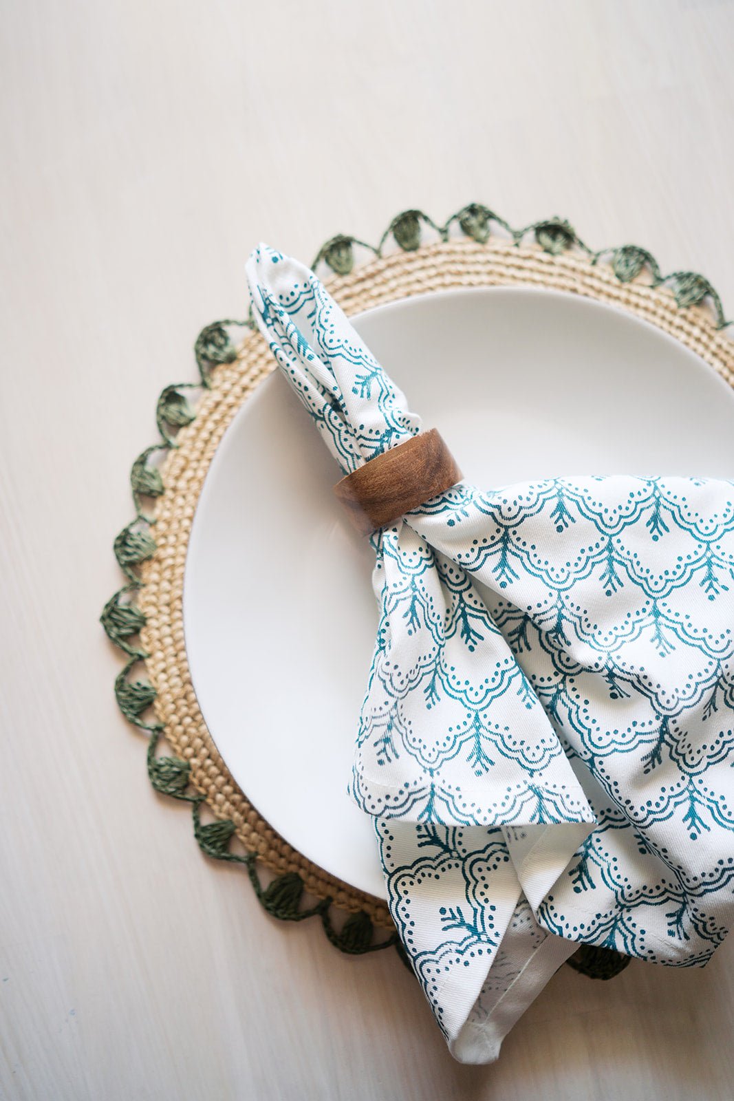 Placemats: Sage & Natural Rattan - The Mended Company