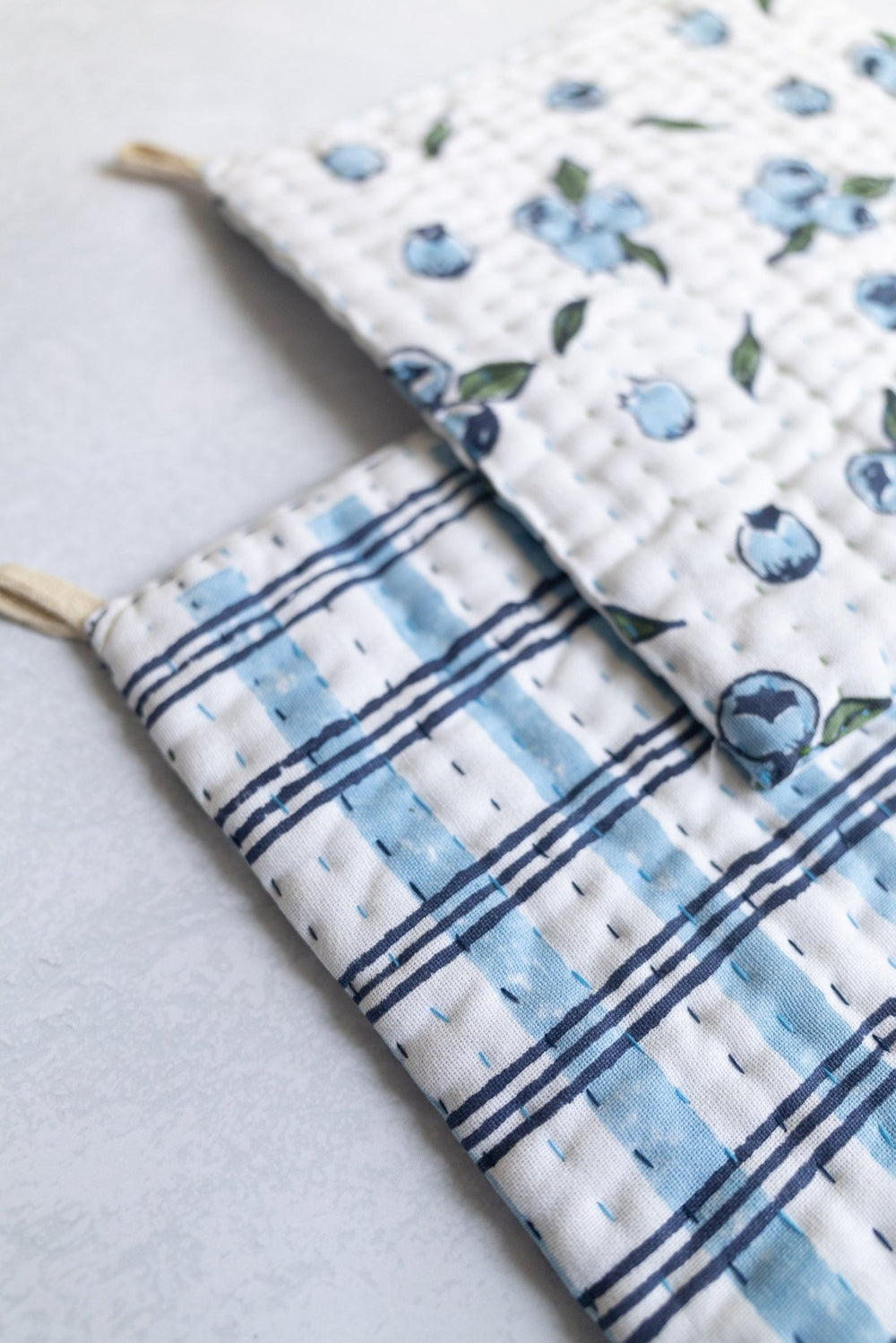 Pot Holder Set - Blueberry & Plaid - The Mended Company