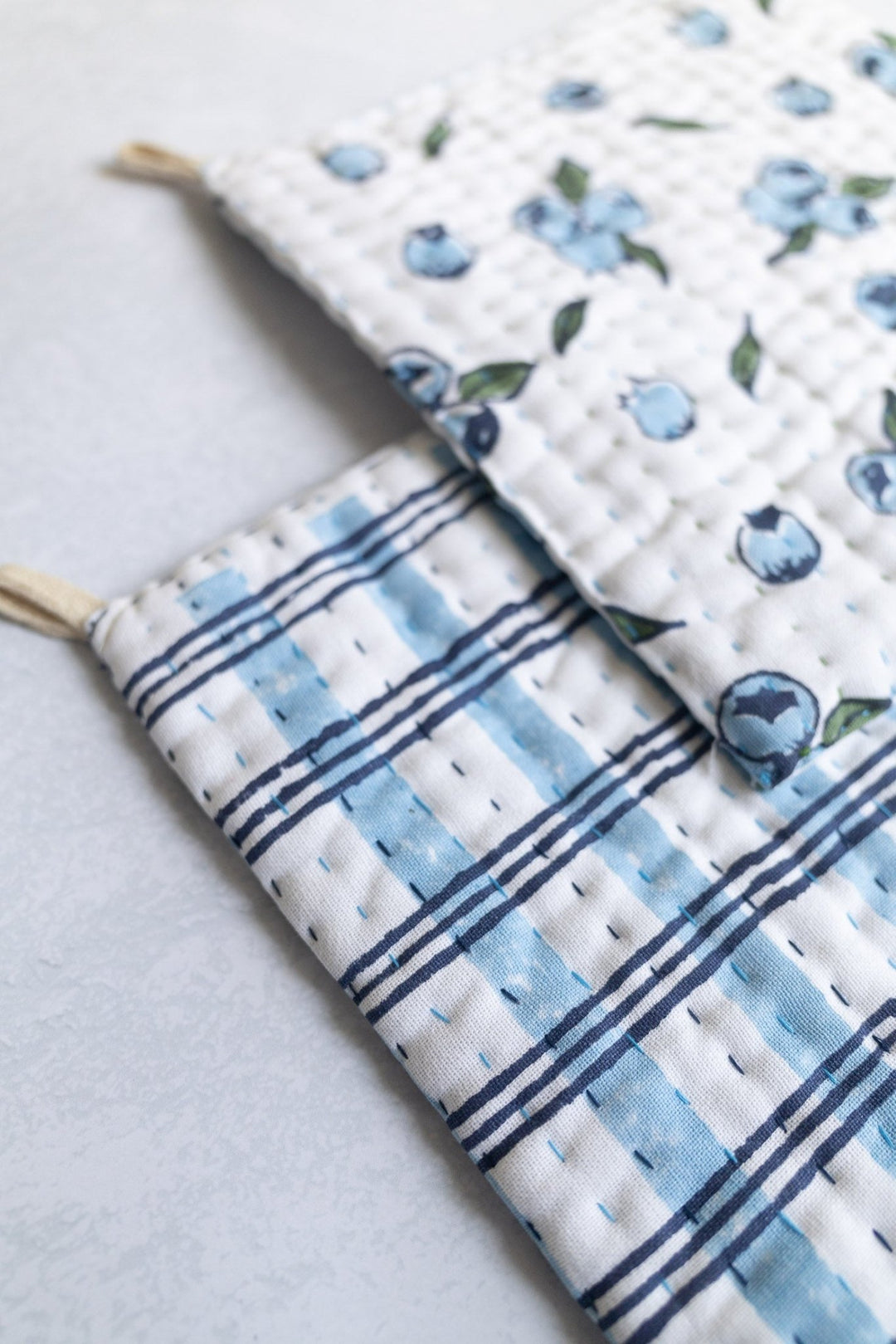 Pot Holder Set - Blueberry &amp; Plaid - The Mended Company
